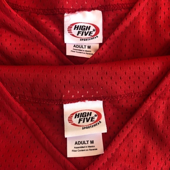 Mens / HIGH FIVE/ Baseball Jersey Sleeveless T Shirt Team Uniform Solid Red M/S - Picture 8 of 10